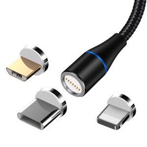 3 in 1 Magnetic USB Charging Cable - QC3.0 Support - 1.2M - Black LS-X29